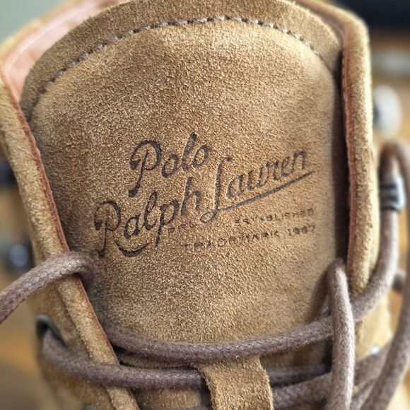 Polo Ralph Lauren MI Lug Lace Apron Boots Italian Suede Men's 11 Ankle Height - Picture 14 of 15